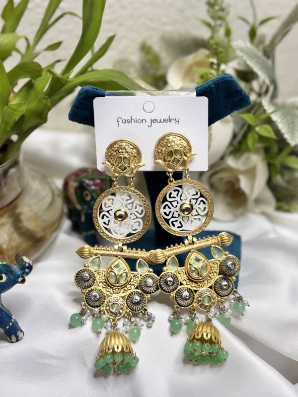 Golden Pearl Designer Earrings - Image 2