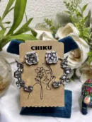 Mirror Stone Oxidized Earrings