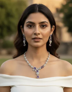 Glamorous Stone Studded Necklace Set