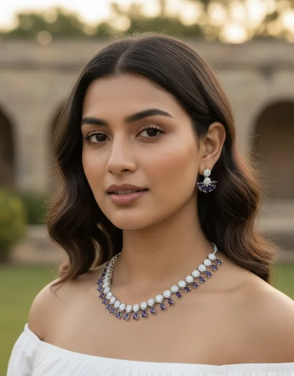 Royal Blue & Diamond Zircon Necklace set