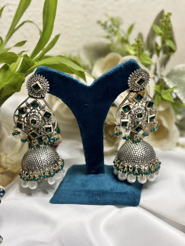 ✨ Oxidised German Silver Long Earrings ✨ - Image 2