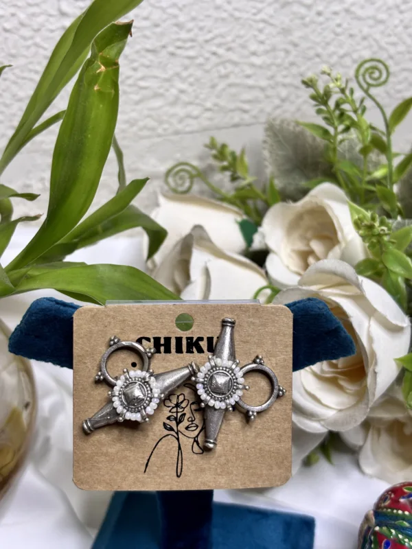 🌸 German Silver Oxidised Long Earrings 🌸 - Image 3