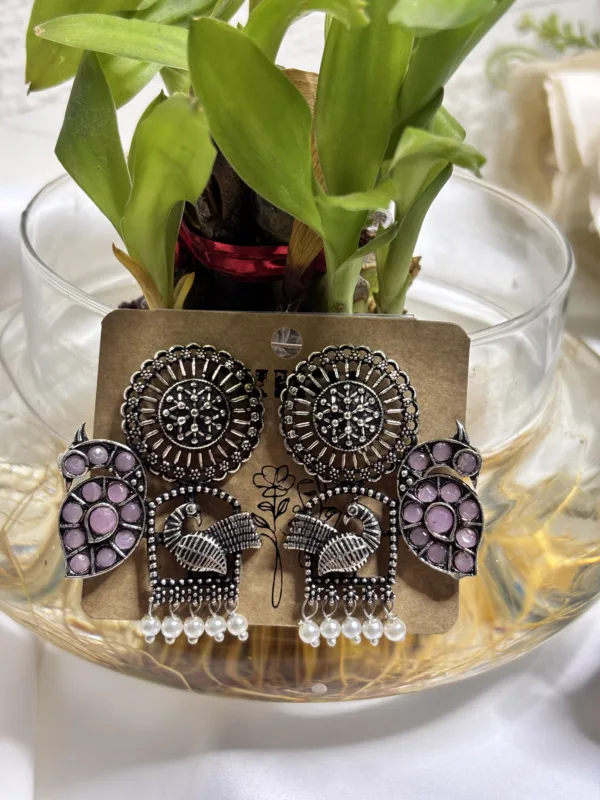 ✨ Festive Glow German Silver Earrings - Image 3