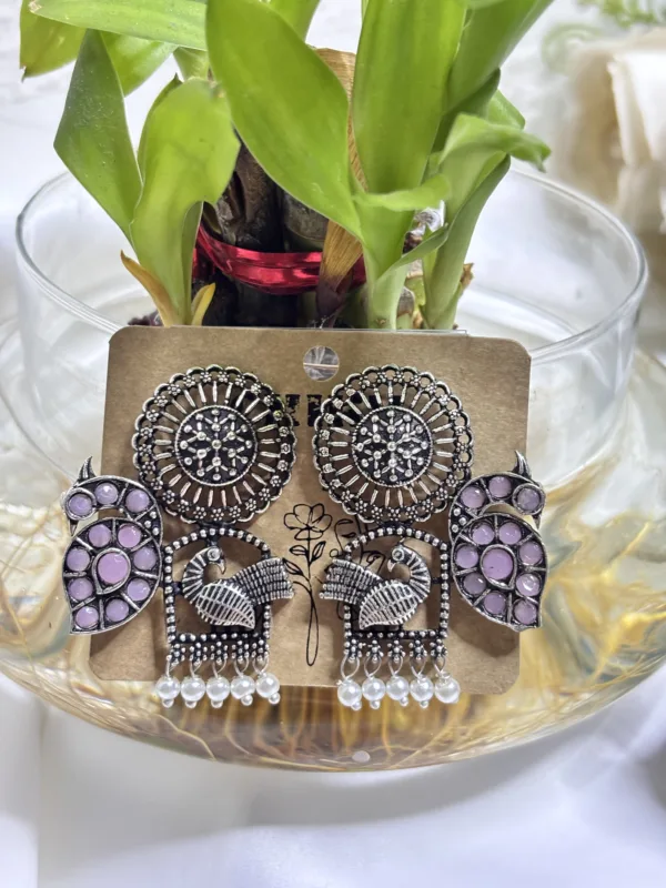 ✨ Festive Glow German Silver Earrings - Image 4
