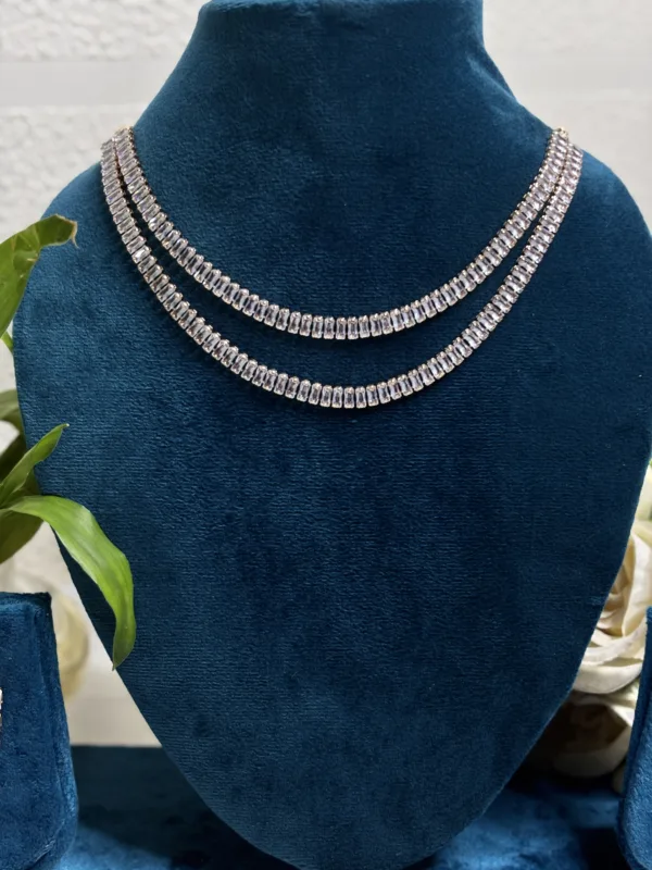 Elegant Double Layer Diamond Necklace - Image 3