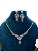 Elegant Pink Floral Stone Necklace Set