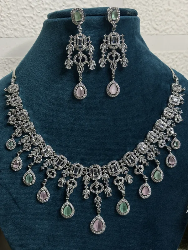 Royal Green & Pink Stone Bridal necklaces - Image 2