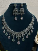 Royal Green & Pink Stone Bridal necklaces