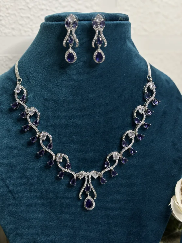 Sparkling Crystal Designer Necklace Set - Image 2