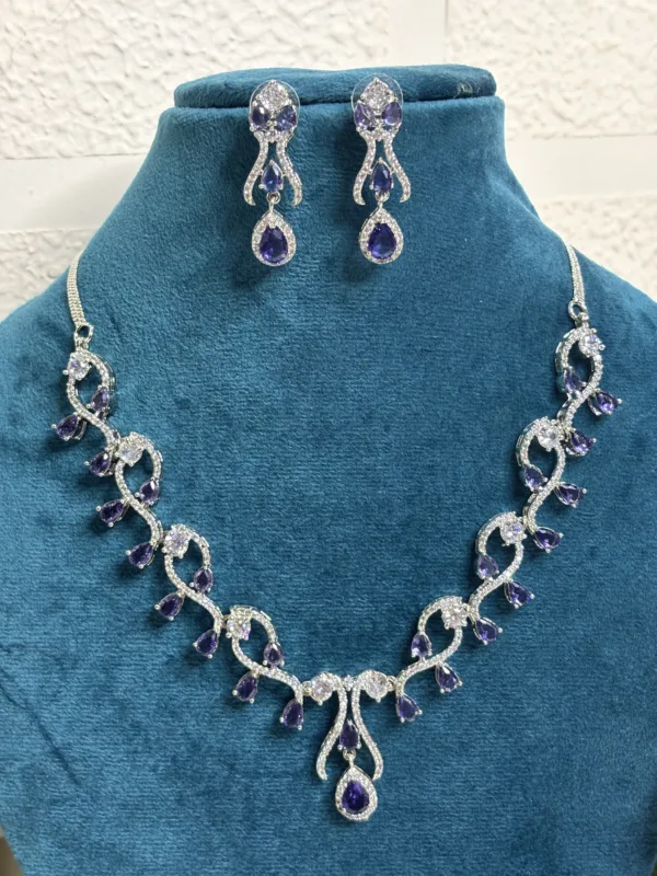 Sparkling Crystal Designer Necklace Set - Image 3
