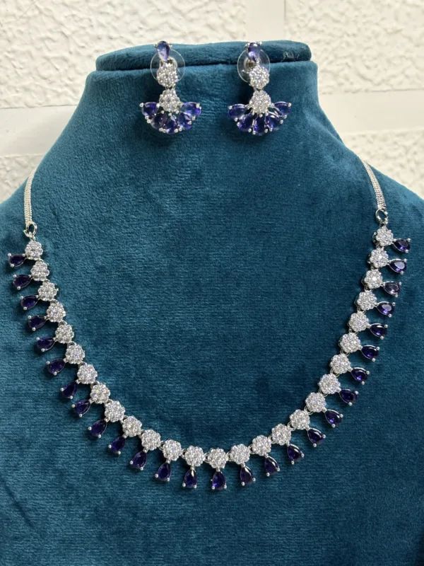 Royal Blue & Diamond Zircon Necklace set - Image 2