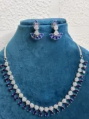 Royal Blue & Diamond Zircon Necklace set