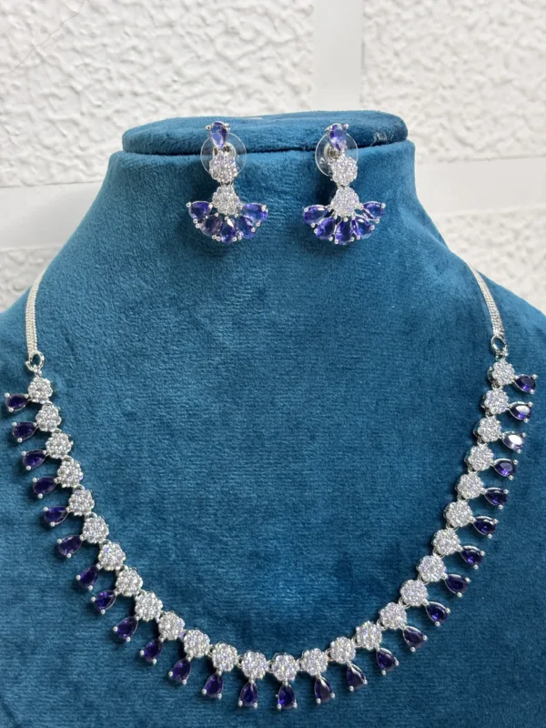 Royal Blue & Diamond Zircon Necklace set - Image 3