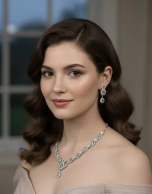 Stylish Green Teardrop Necklace Set