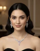 Elegant Pink Floral Stone Necklace Set
