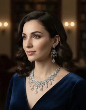 Royal Green & Pink Stone Bridal necklaces